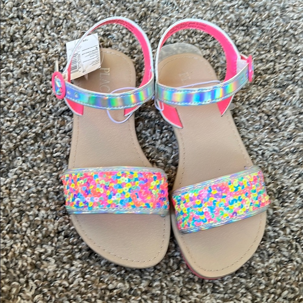 The Children's Place Pink Sandals with multi color design. Perfect for summer!